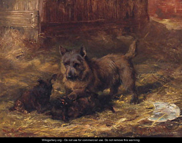 Puppies Playing - David George Steell