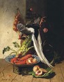 A kitchen still life with a pheasant, a lobster, various fruits and vegetables - David Emil Joseph de Noter