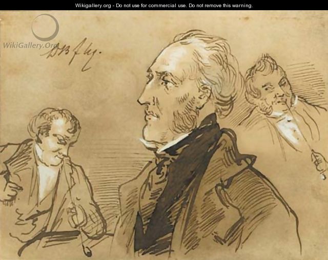 A collection of twelve drawings, pencil, black and red chalk and brush and brown ink depicting portraits, genre scenes and figure studies - Joseph Bles