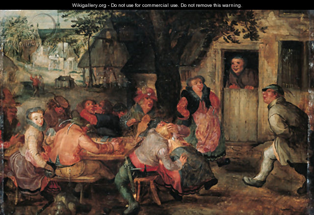 Boors merrymaking outside an inn - David Vinckboons