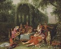 Elegant company in an ornamental garden - David Vinckboons