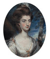 Portrait of Lady Charlotte Hill, Countess Talbot, bust-length, in a white dress with gold trim, in a landscape - Daniel Gardner