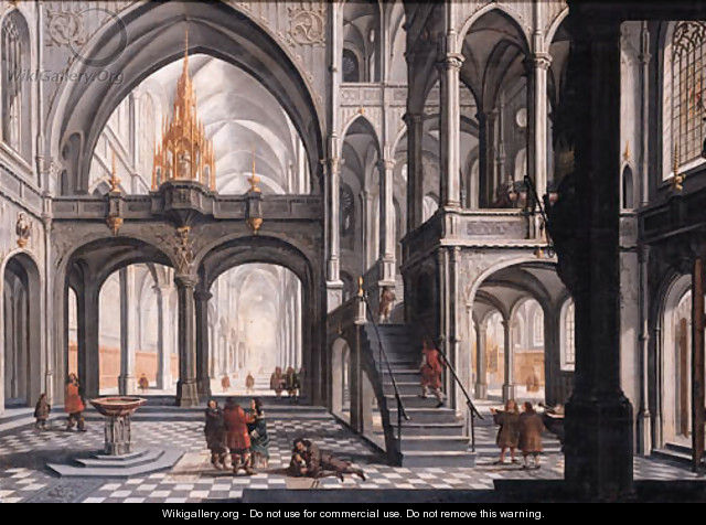 Worshippers in a Gothic church - Daniel de Blieck
