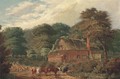 Cattle and sheep before a cottage - David Payne