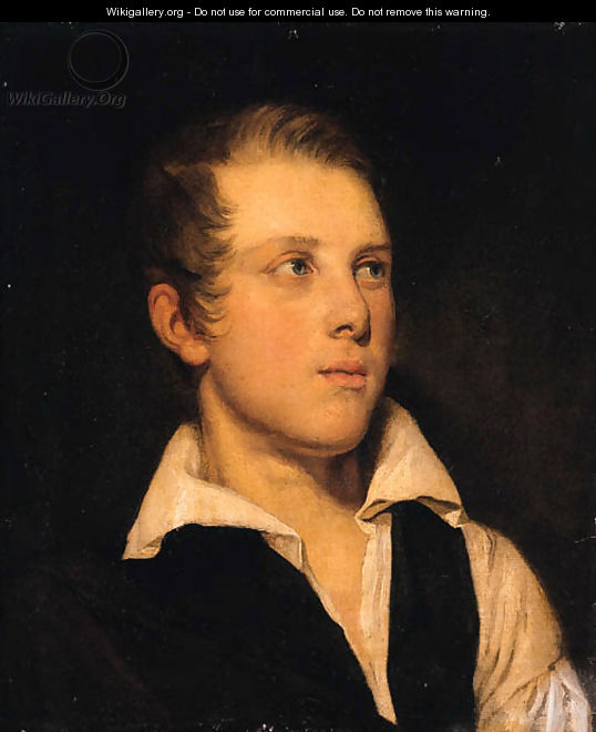 Portrait of a Gentleman, bust length, in a black waistcoat and white shirt - Danish School