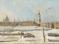 Old London Bridge with the Thames partially frozen - Daniel Turner