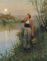 Hailing the Ferry, Twilight - Daniel Ridgway Knight