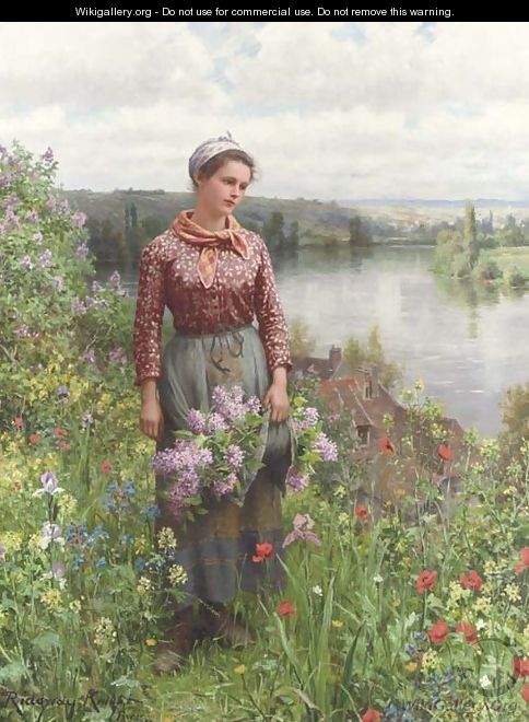 Gathering Lilacs - Daniel Ridgway Knight