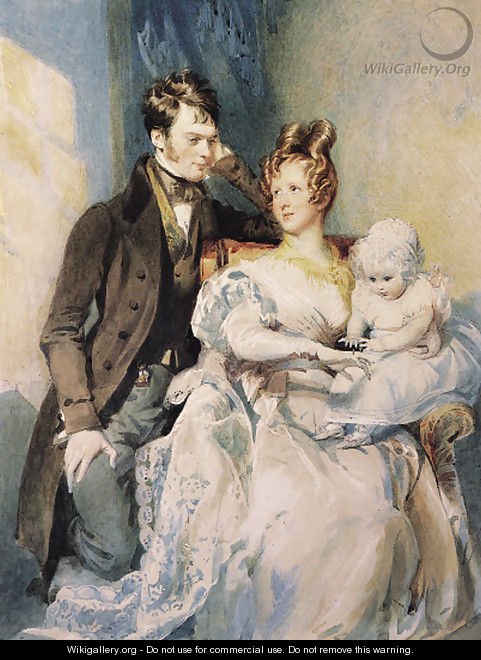 Portrait of Mr and Mrs MacGregor with their child - Daniel Maclise
