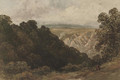 A figure looking over a mountainous landscape - David Cox