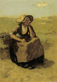 A pensive fisherwoman in the dunes - David Adolf Constant Artz
