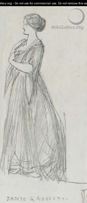 Study of a standing female figure, facing left - Dante Gabriel Rossetti