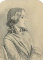 Portrait of Margaret Thompson, half-length, in profile to the right - Dante Gabriel Rossetti