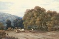 A horsedrawn plough in an extensive landscape - David Cox