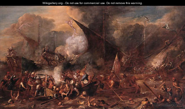 A naval engagement - Cornelis de Wael