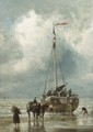 Fishermen unloading a bomschuit - Cornelis Christiaan Dommersen