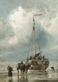 Fishermen unloading a bomschuit - Cornelis Christiaan Dommersen