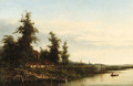 A cottage by a river - Cornelis Johannes De Vogel