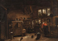 A cottage interior with a washerwoman - Cornelius Decker