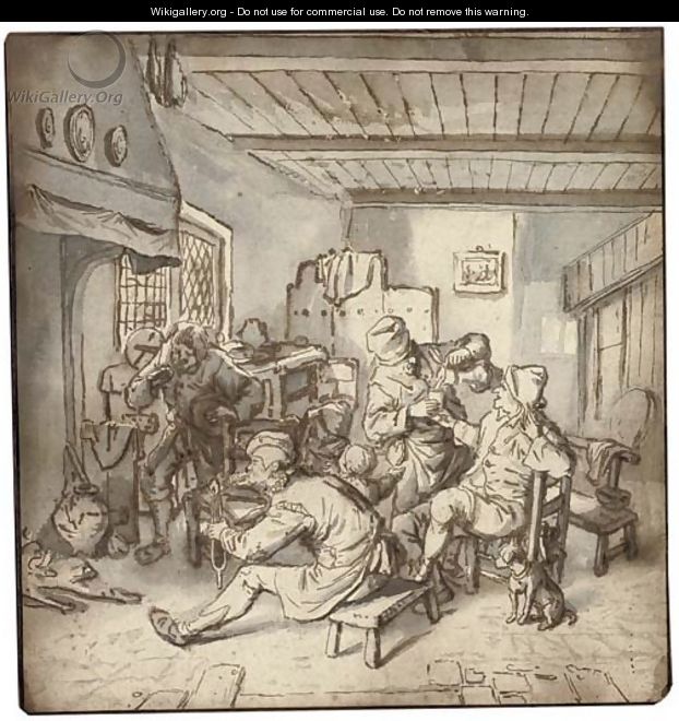 Peasants drinking in an inn - Cornelis Dusart