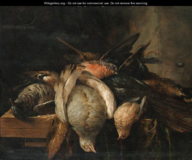 Dead birds on a ledge - Cornelis van Lelienbergh