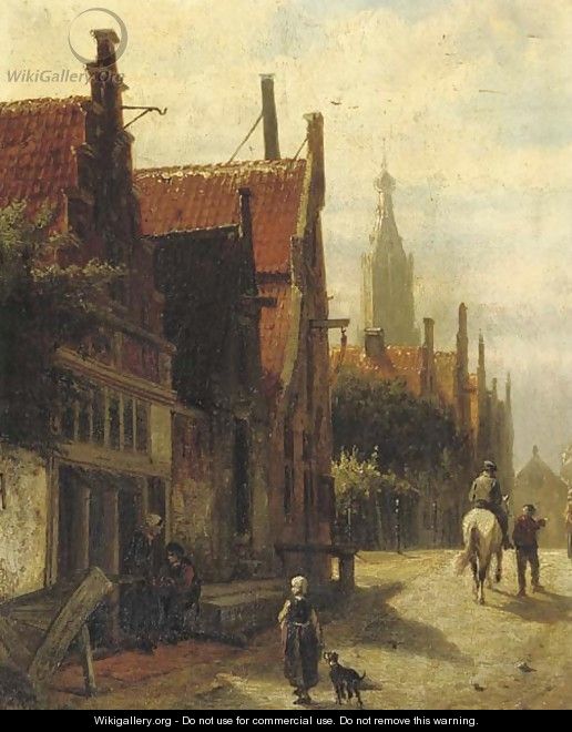 Townspeople on the Vijzelstraat, Enkhuizen - Cornelis Springer