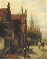 Townspeople on the Vijzelstraat, Enkhuizen - Cornelis Springer