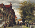 Huizen van Bossu te Hoorn a busy day at the Slapershaven - Cornelis Springer