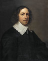 Portrait of a gentleman, half-length, in an embroidered black doublet and lace collar - Cornelius Janssens van Ceulen