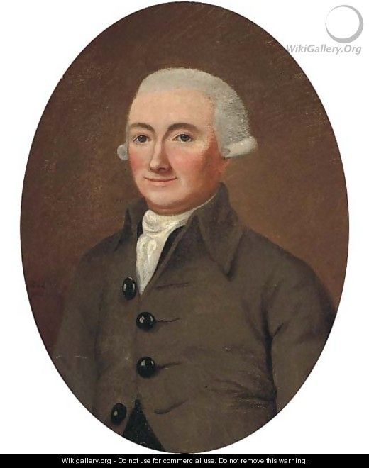 Portrait of a gentleman in a grey coat and short wig - Continental School