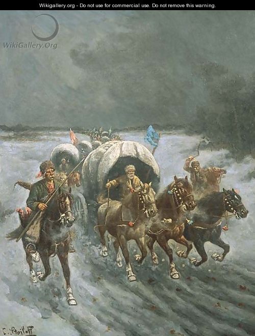 Russian Caravans in the Snow - Constantin Stoiloff