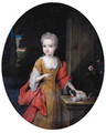 Portrait of Henriette Bentinck (1705-1792), later Countess of Clan Brassill, standing small three-quarter length, on a terrace - Constantin Netscher