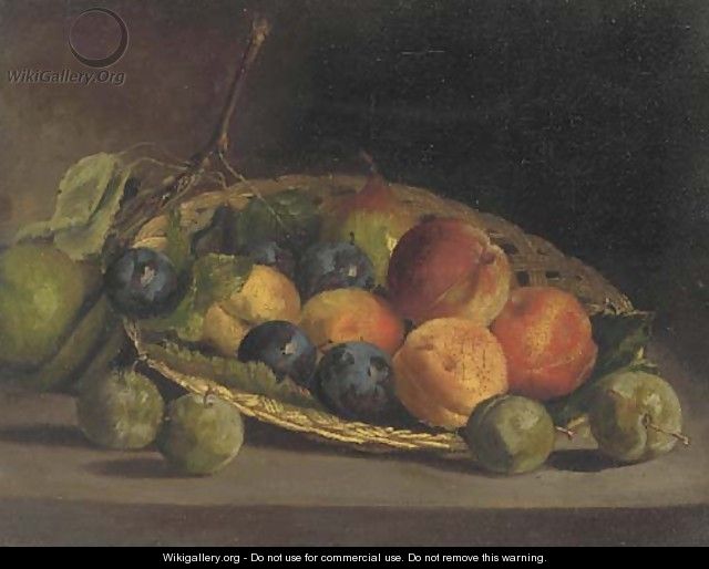 A platter of peaches and plums - Continental School