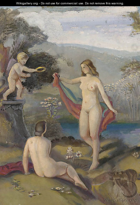 Nudes in a classical landscape - Continental School