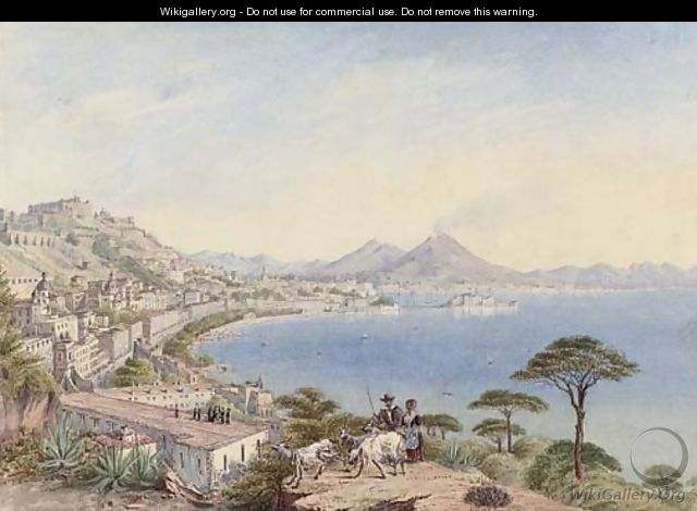 The Bay of Naples, Vesuvius behind - Continental School