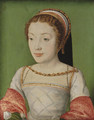 Portrait of Renee de France (1510-1574), bust-length, in a white dress with red sleeves, with a jewelled necklace and a head-dress - Corneille De Lyon