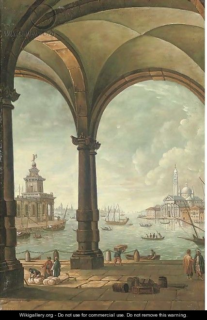 View out to the Customs House and San Giorgio Maggiore, Venice - Continental School