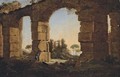 An Italianate evening landscape with a shepherd and his flock by a ruined aqueduct - Claude Lorrain (Gellee)