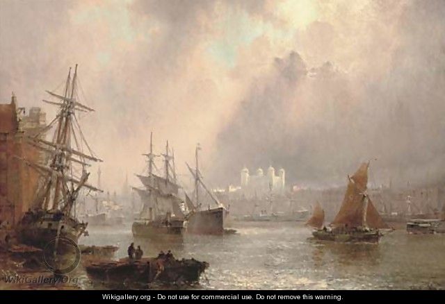 Shipping on the Thames before the Tower of London - Claude T. Stanfield Moore