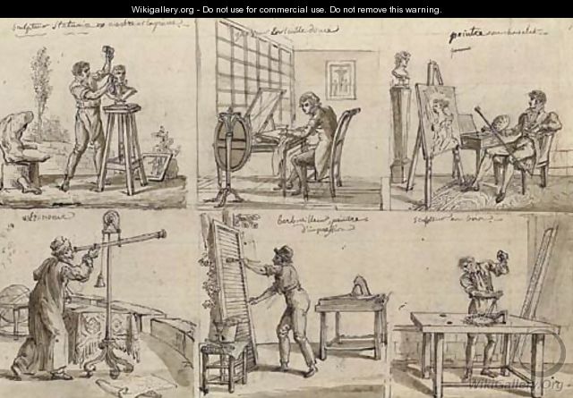 Studies of six artists and craftsmen - Claude Louis Desrais