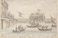 A tightrope walker crossing the Seine near the Concorde bridge in front of the governmental box on 15 August 1807 - Claude Louis Desrais