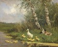 Ducks by a river - David Adolf Constant Artz