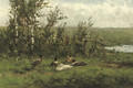 A group of ducks in the meadow - David Adolf Constant Artz
