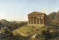 A mountainous landscape with a view of the Temple of Segesta, Sicily - Lancelot Theodore Turpin de Crisse