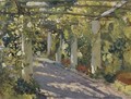 Sun Dappled Garden with Trellis - Colin Campbell Cooper