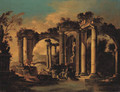 Capricci of lakeside classical ruins with peasants - (after) Viviano Codazzi