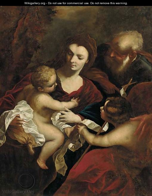 The Holy Family with the Infant Saint John the Baptist - (after) Valerio Castello