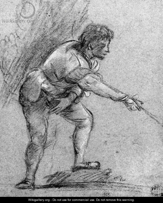 A youth leaning forward, gesturing to the right - (after) Tiziano Vecellio (Titian)