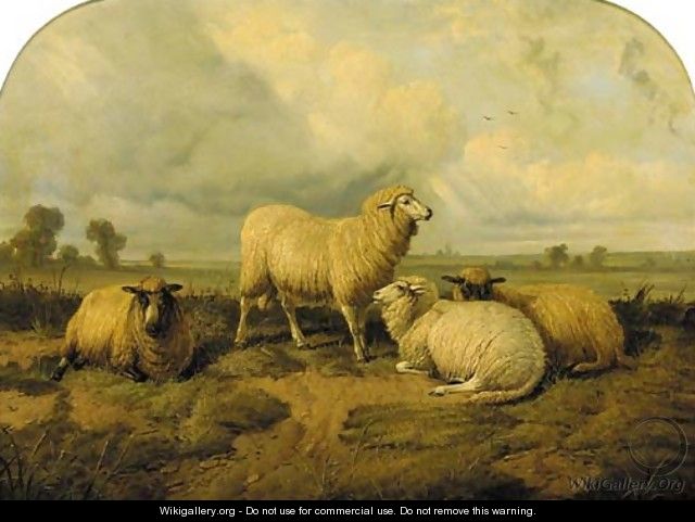 Sheep in a meadow - (after) Thomas Sidney Cooper