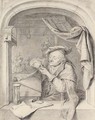 A scholar sharpening his quill at a casement, girls in a schoolroom beyond, after Gerrit Dou - (after) Willem Van Mieris